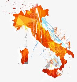 橙色墨迹意大利地图素材