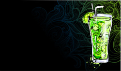 食品饮料海报手绘绿色柠檬汽水酒吧食品饮料背景矢量图高清图片