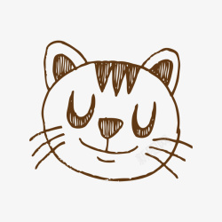 手绘线条插画猫脸素材