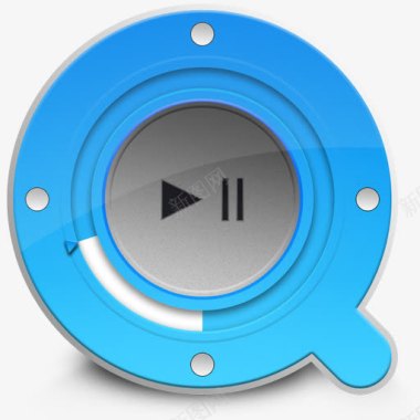 浅蓝色音乐播放器按钮图标图标