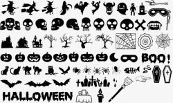 万圣节HALLOWEEN黑色图标万圣节元素矢量图高清图片