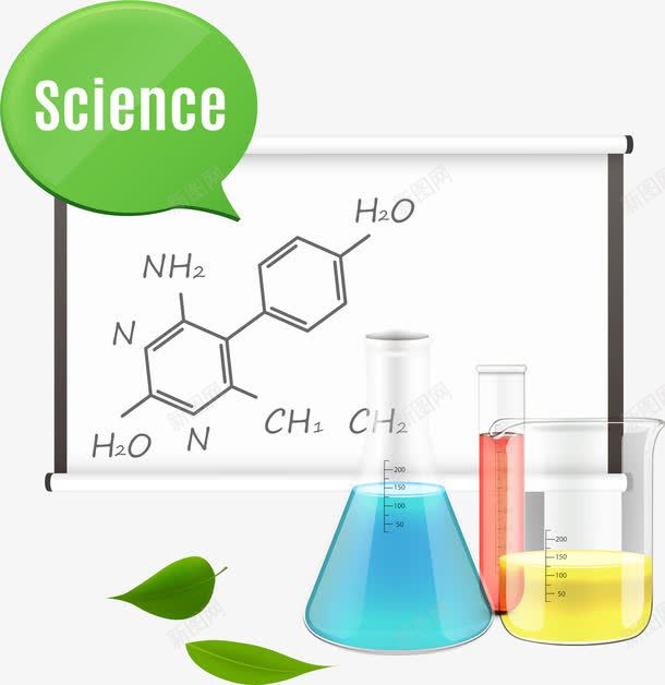 展示板与化学品矢量图eps免抠素材_新图网 https://ixintu.com 公式 化学 化学品 化学物 树叶 瓶子 矢量图