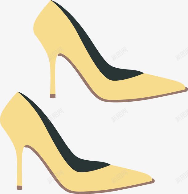 黄色高跟鞋png免抠素材_新图网 https://ixintu.com 婚鞋 矢量素材 高跟婚鞋 高跟鞋 黄色