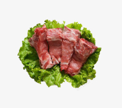 生菜上的猪脊骨肉素材