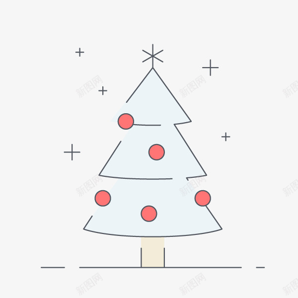 卡通手绘白色的圣诞树png免抠素材_新图网 https://ixintu.com 动漫动画 卡通树 手绘 白色的圣诞树 简约 红色装饰