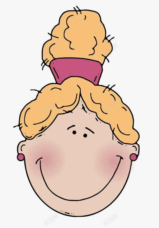 扎一个头发的卡通黄色头发女人png免抠素材_新图网 https://ixintu.com 卡通 头发 女人 黄色
