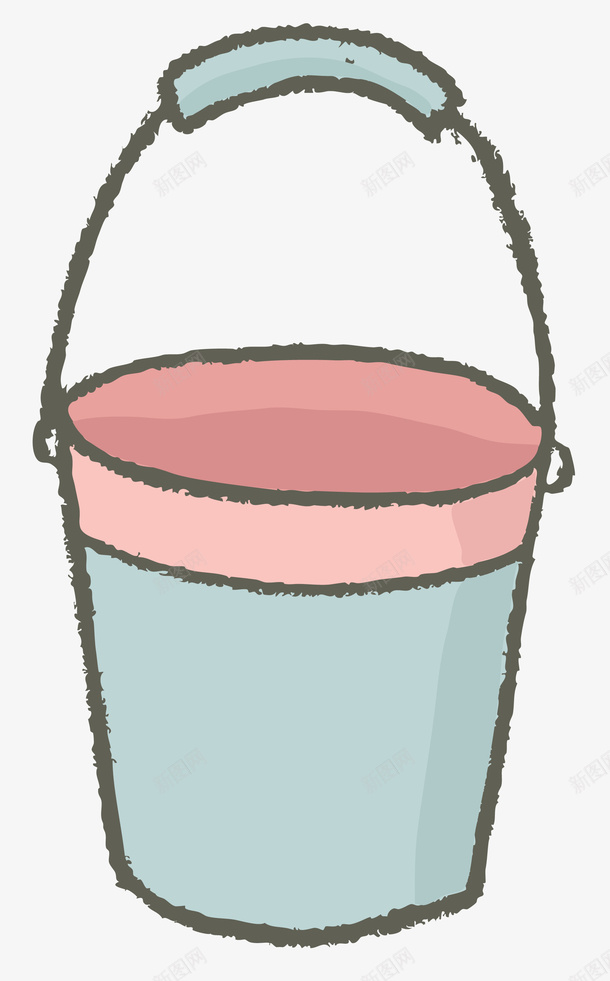 卡通水桶png免抠素材_新图网 https://ixintu.com 卡通 平面 手绘 提水桶 水彩画 水桶 生活用品 简笔画