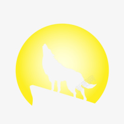黄色狼嚎圆形标签素材