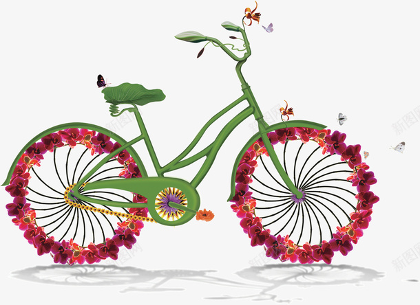 创意花朵装饰自行车png免抠素材_新图网 https://ixintu.com 创意 自行车 花朵 装饰