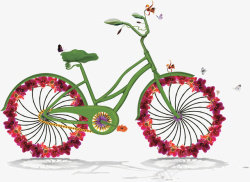 创意花朵装饰自行车素材