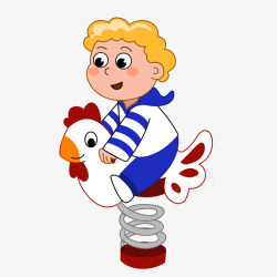 骑着公鸡的小男孩骑着小公鸡摇摇椅的儿童矢量图高清图片