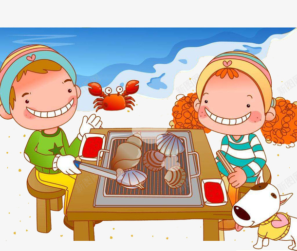 海边孩子烧烤图案png免抠素材_新图网 https://ixintu.com 卡通 可爱风格 图案 孩子 海边 海边小孩 烧烤 装饰图案