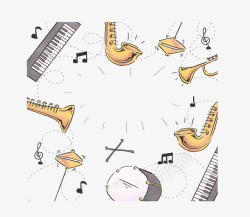 手绘乐器国际音乐节矢量图素材