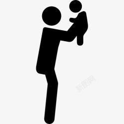 熟悉的侧面男人举起他的宝贝从侧面图标高清图片