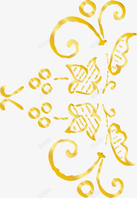 金色花朵花纹欧式花纹png免抠素材_新图网 https://ixintu.com 欧式 花朵 花纹 金色