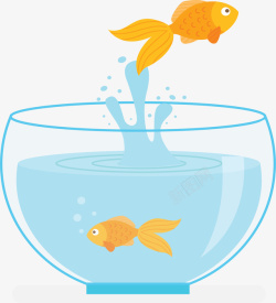 跳出鱼缸跳出鱼缸的可爱金鱼矢量图高清图片