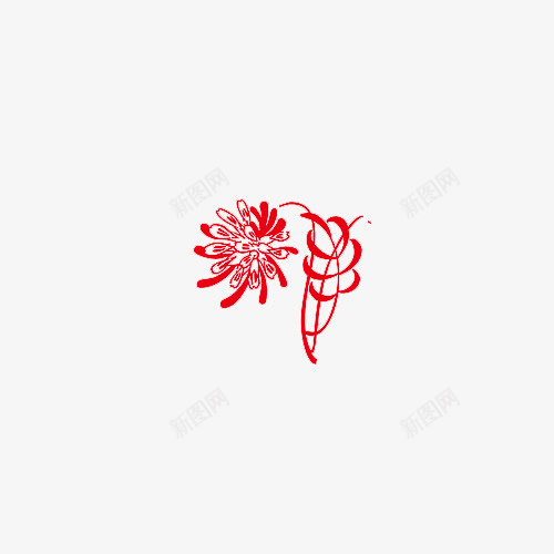 线条花红色装饰png免抠素材_新图网 https://ixintu.com 红色 线条 花 装饰