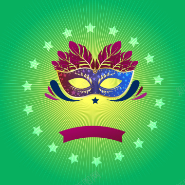 巴西狂欢节主题面具背景矢量图背景