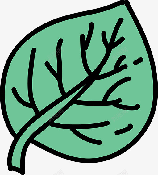 简笔画树叶png免抠素材_新图网 https://ixintu.com 卡通树叶 手绘树叶 简笔画 绿色树叶