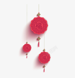红色简约中国结装饰图案素材