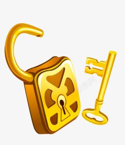 金色门锁金色质感钥匙高清图片