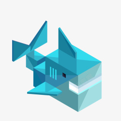 立体鲨鱼可爱蓝色鲨鱼矢量图高清图片