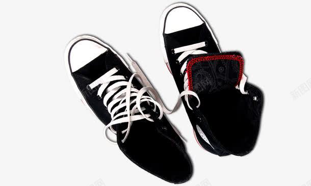 帆布鞋png免抠素材_新图网 https://ixintu.com 板鞋 白色鞋带 黑色帆布鞋
