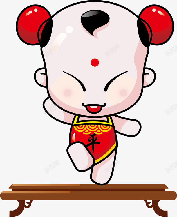 站在凳子上的中国娃矢量图ai免抠素材_新图网 https://ixintu.com 中国娃 凳子 可爱 矢量图