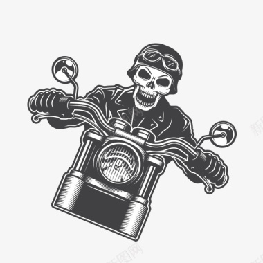 骑摩托的骷髅图标图标