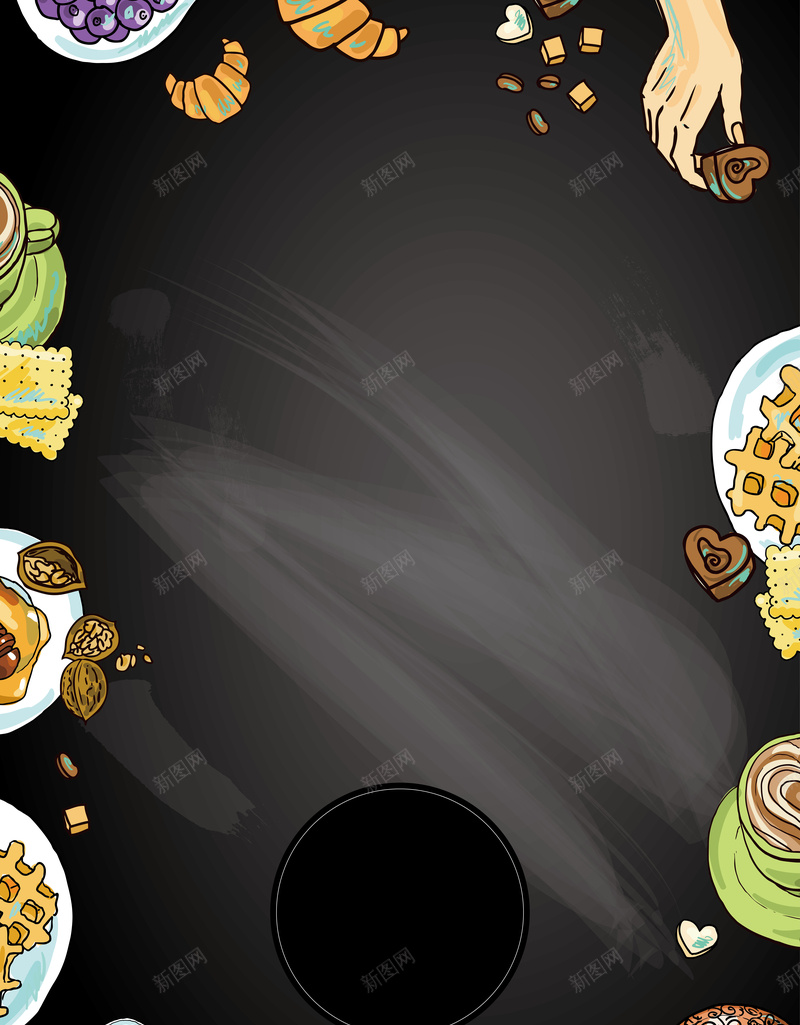 矢量美味菜肴海报ai设计背景_新图网 https://ixintu.com 卡通 手绘 活动 海报 矢量 童趣 菜肴 黑色 矢量图