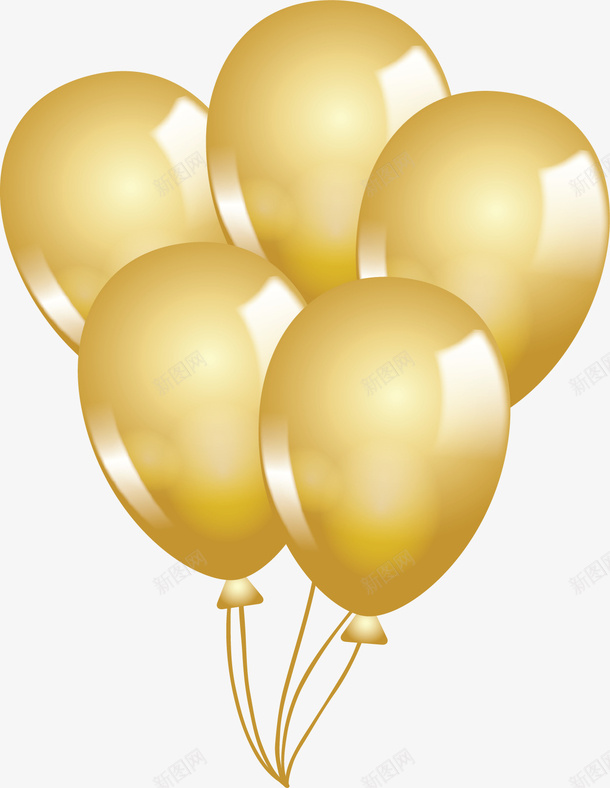 金色发光节日气球矢量图ai免抠素材_新图网 https://ixintu.com 卡通气球 气球 气球束 矢量png 节日气球 金色气球 矢量图