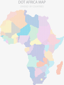 彩色像素块非洲地图矢量图素材