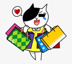购物的黑白猫卡通素材