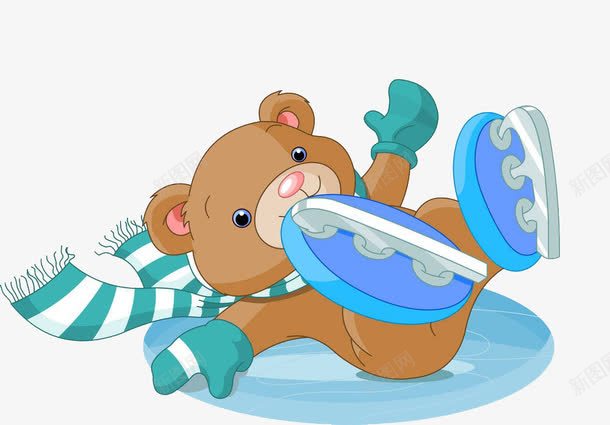 滑倒的熊png免抠素材_新图网 https://ixintu.com 围巾 滑倒的人 滑冰 滑冰鞋 熊