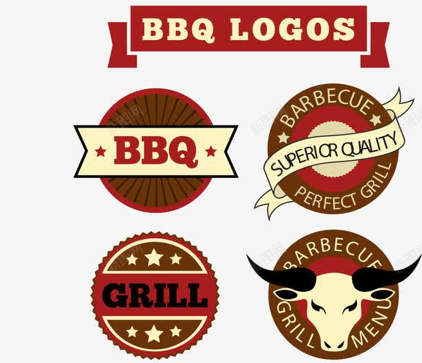 手绘红色BBQ烤肉标签矢量图图标ai_新图网 https://ixintu.com BBQ LOGO 图标 手绘 烤肉 矢量图