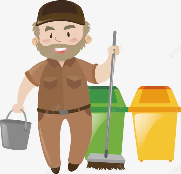 垃圾清洁工png免抠素材_新图网 https://ixintu.com 扫垃圾 清洁工 环境保护 矢量素材 社区清洁