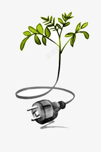 树木插座png免抠素材_新图网 https://ixintu.com 插座 电力 绿树 能源