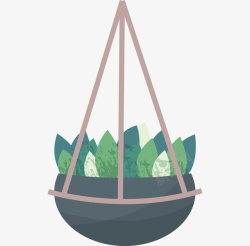 一个吊篮一个绿色植物吊篮矢量图高清图片