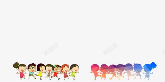 卡通小孩png免抠素材_新图网 https://ixintu.com 卡通 卡通素材 小孩 手拉手 玩耍