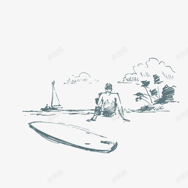 手绘海边冲浪人物png免抠素材_新图网 https://ixintu.com 冲浪人物 卡通人物 手绘 海边人物 背景装饰