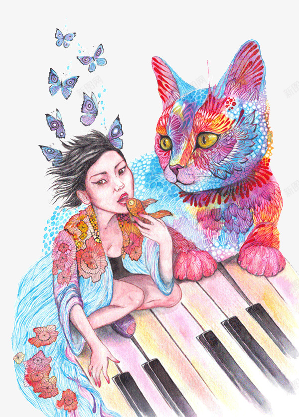 创意女人和猫插画png免抠素材_新图网 https://ixintu.com 创意 女人 彩绘 彩色 手绘 插画 猫 设计