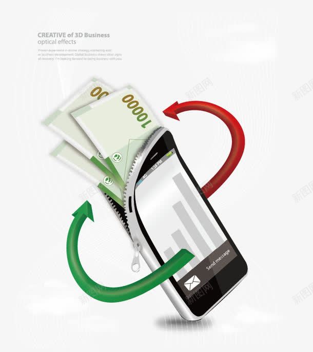 金融插画png免抠素材_新图网 https://ixintu.com 3D 商务插画 平面设计 广告设计 手机 手机钱包 立体 货币 金融 钱