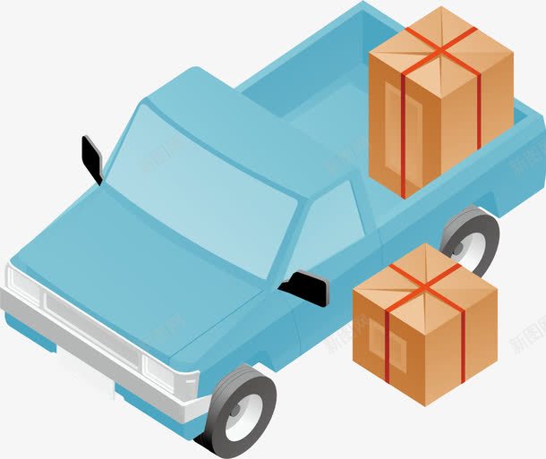 货物纸箱png免抠素材_新图网 https://ixintu.com 出行 卡通 搬家 搬家车 物流 纸箱 蓝色的 运输