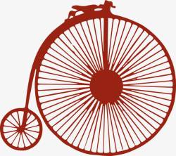 红色古代自行车素材