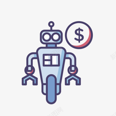 货币管理机器人标图矢量图图标图标