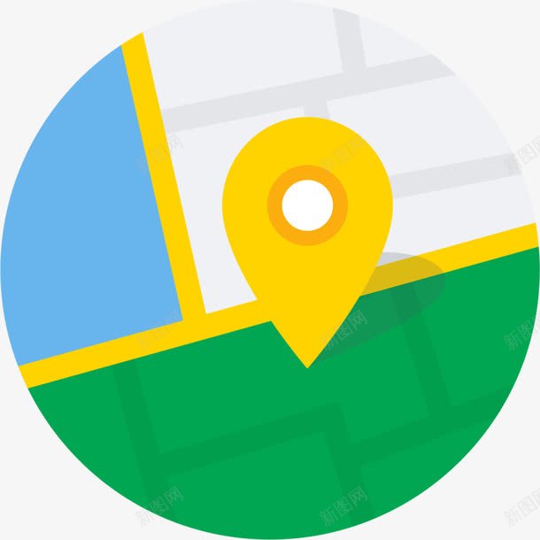 创意地图图标png_新图网 https://ixintu.com 创意图标 卡通图标 圆形图标 地图 时尚图标 绿色 蓝色 黄色