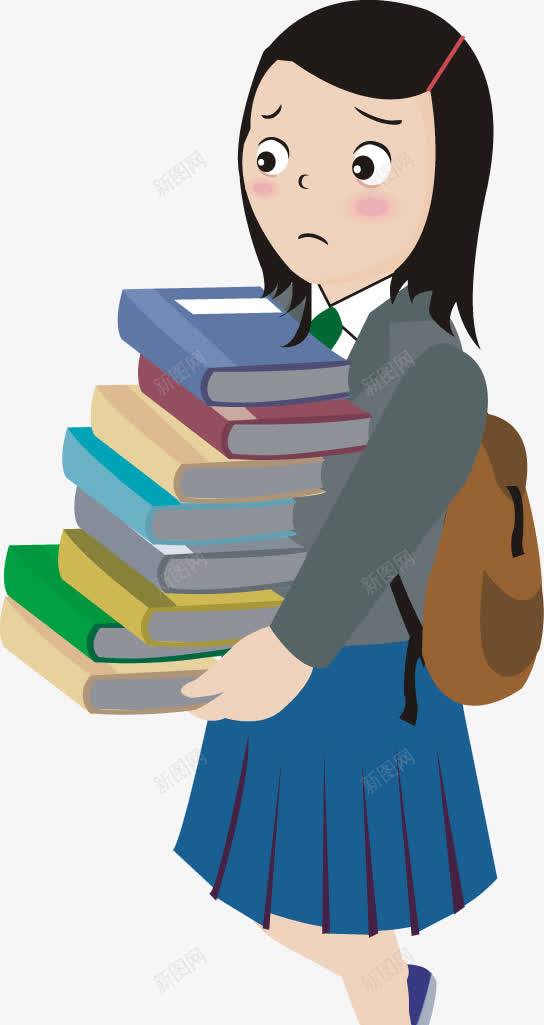 女学生背着书包抱着书png免抠素材_新图网 https://ixintu.com png图片 书包 女学生 抱着书 背着