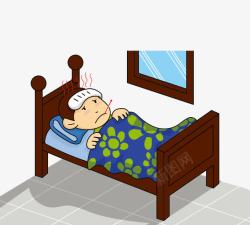 枕头包生病儿童不适流感矢量图高清图片