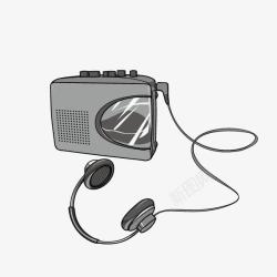 放音盒音乐耳机单色装饰图案素材