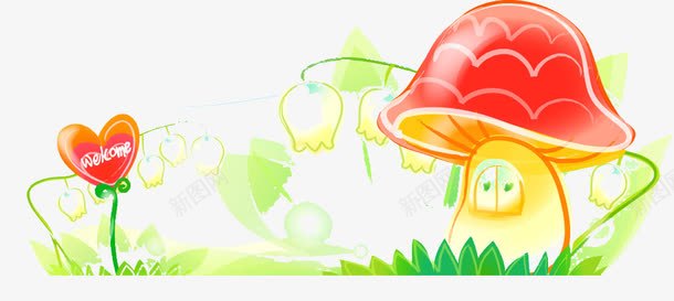 蘑菇小屋png免抠素材_新图网 https://ixintu.com 图片 屋子 彩绘 手绘 植物 蘑菇 蘑菇图片
